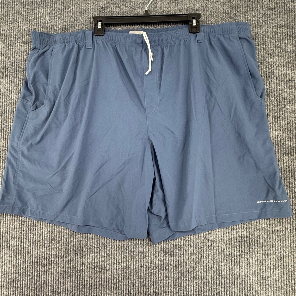 Columbia PFG Fishing Shorts Mens 4X Blue Grey Excellent Omni-Shade Mesh Lined